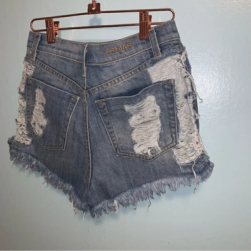 CARMAR Distressed High Waisted Shorts size 26